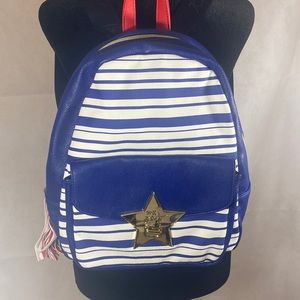 Betsey Johnson Love Backpack Patriotic Red White Blue Stripes Star